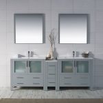 Sydney Modern 84″ Double Bathroom Vanity Set with Mirrors Metal Gray