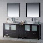 Sydney Modern 84″ Double Bathroom Vanity Set with Vessel Sinks and Mirrors Espresso