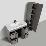 Eviva Lugano 42 In. Cement Gray Modern Bathroom Vanity With White Integrated Acrylic Sink