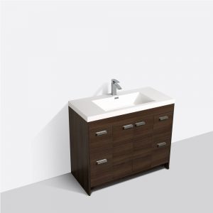Eviva Lugano 42 In. Gray Oak Modern Bathroom Vanity With White Integrated Acrylic Sink