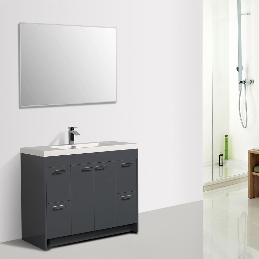 Eviva Lugano 42 In. Gray Modern Bathroom Vanity With White Integrated Acrylic Sink