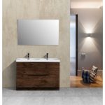 Eviva Smile 48 in. Freestanding Rosewood Modern Double Bathroom Vanity Set with Integrated White Acrylic Sink