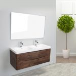 Eviva Smile 48 in. Wall Mount Rosewood Modern Double Bathroom Vanity Set with Integrated White Acrylic Sink