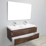 Eviva Smile 48 in. Wall Mount Rosewood Modern Double Bathroom Vanity Set with Integrated White Acrylic Sink