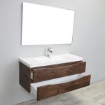 Eviva Smile 48 in. Wall Mount Rosewood Modern Single Bathroom Vanity Set with Integrated White Acrylic Sink