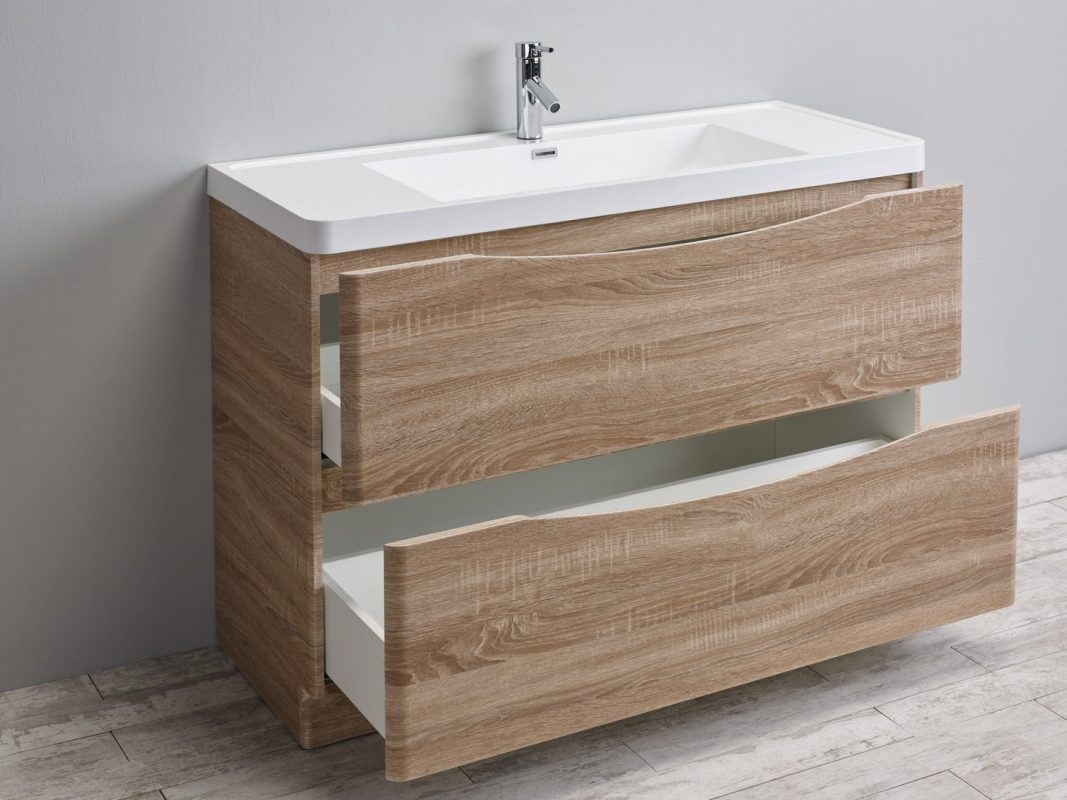 Eviva Smile 48 in. Freestanding White Oak Modern Single Bathroom Vanity Set with Integrated White Acrylic Sink