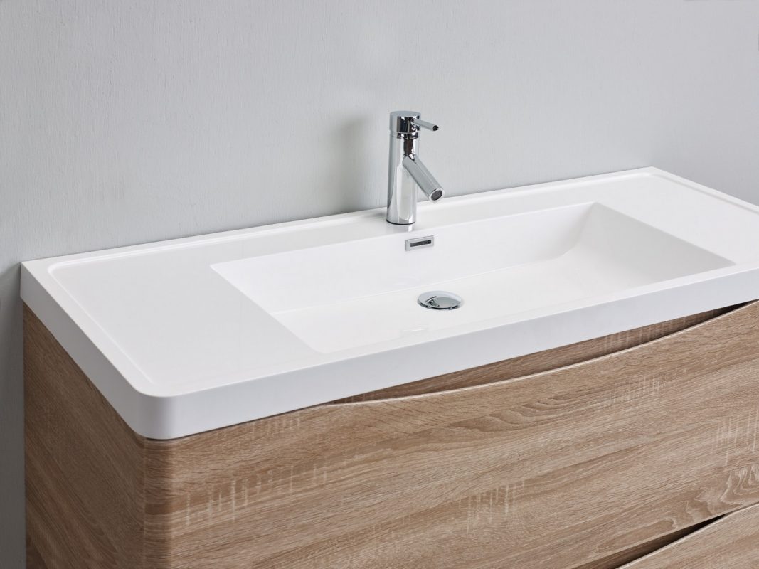 Eviva Smile 48 in. Freestanding White Oak Modern Single Bathroom Vanity Set with Integrated White Acrylic Sink