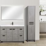 Eviva Lugano 48 In. Cement Gray Modern Bathroom Vanity With White Integrated Acrylic Sink