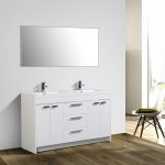 Eviva Lugano 60 In. White Modern Bathroom Vanity With White Integrated Acrylic Double Sink
