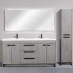 Eviva Lugano 72 In. Cement Gray Modern Double Bathroom Vanity With White Integrated Acrylic Sink