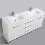 Eviva Lugano 72 In. White Modern Bathroom Vanity With White Integrated Acrylic Double Sink