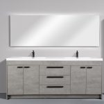 Eviva Lugano 84 In. Cement Gray Modern Double Bathroom Vanity With White Integrated Acrylic Sink
