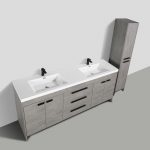Eviva Lugano 84 In. Cement Gray Modern Double Bathroom Vanity With White Integrated Acrylic Sink