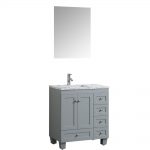 Eviva Happy 30 in. X 18 in. Transitional Grey Bathroom Vanity With White Carrera Marble Countertop