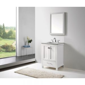 Eviva Aberdeen 24 In. Transitional White Bathroom Vanity With White Carrera Countertop