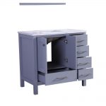 Eviva Aberdeen 36 In. Transitional Grey Bathroom Vanity With White Carrera Countertop and Square Sink