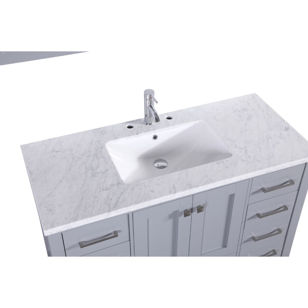 Eviva Aberdeen 42 In. Transitional Grey Bathroom Vanity With White Carrera Countertop