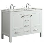 Eviva Aberdeen 48 In. Transitional White Double Bathroom Vanity With White Carrera Countertop