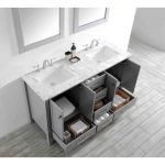 Eviva Aberdeen 60 In. Transitional Grey Bathroom Vanity With White Carrera Countertop and Double Square Sinks
