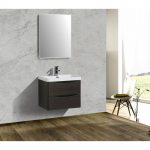 Eviva Smile 24 in. Wall Mount Chestnut Modern Bathroom Vanity Set with Integrated White Acrylic Sink