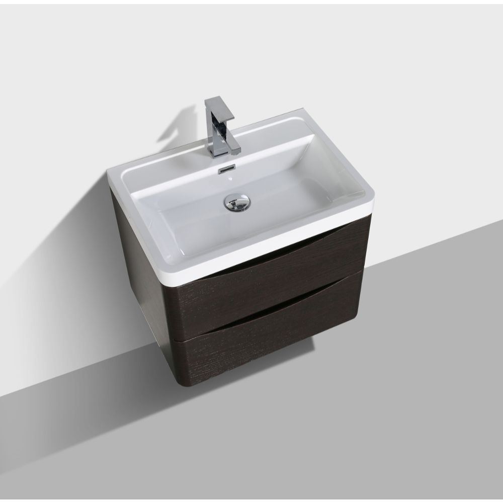 Eviva Smile 24 in. Wall Mount Chestnut Modern Bathroom Vanity Set with Integrated White Acrylic Sink