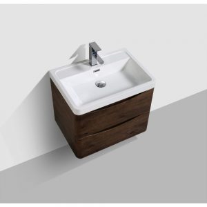 Eviva Smile 24 in. Wall Mount Rosewood Modern Bathroom Vanity Set with Integrated White Acrylic Sink