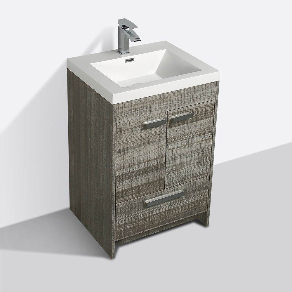 Eviva Lugano 24 In. Ash Modern Bathroom Vanity With White Integrated Acrylic Sink