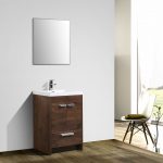 Eviva Lugano 24 In. Rosewood Modern Bathroom Vanity With White Integrated Acrylic Sink
