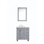 Eviva Acclaim C. 30 In. Transitional Grey Bathroom Vanity With White Carrera Marble Countertop