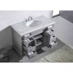 Eviva Elite Stamford 42 In. Grey Solid Wood Bathroom Vanity Set With Double Og White Carrera Marble Top and White Undermount Porcelain Sink