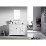 Eviva Elite Stamford 42 In. White Solid Wood Bathroom Vanity Set With Double Og White Carrera Marble Top and White Undermount Porcelain Sink