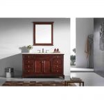 Eviva Elite Stamford 60 In. Brown (Teak) Solid Wood Single Bathroom Vanity Set With Crema Marfil Marble Top and White Undermount Porcelain Sink