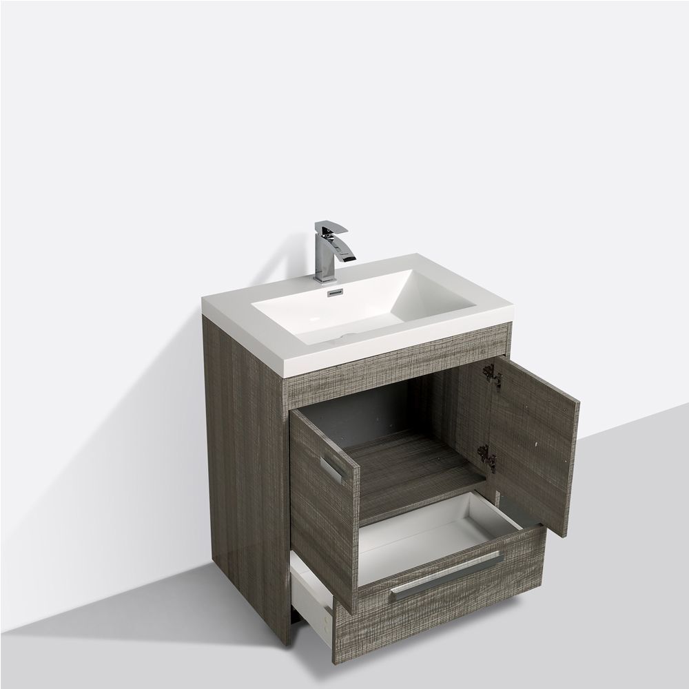 Eviva Lugano 30 In. Ash Modern Bathroom Vanity With White Integrated Acrylic Sink