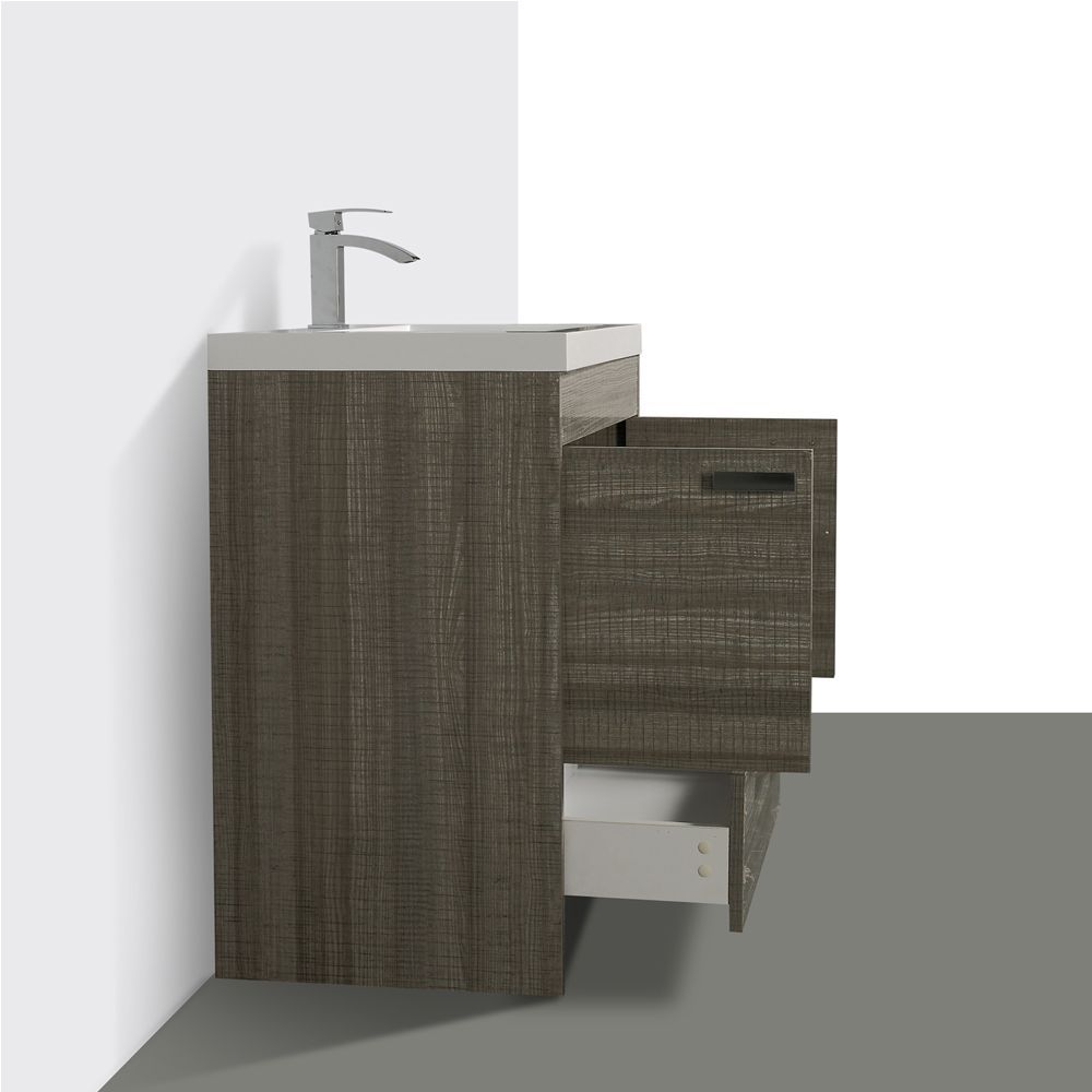 Eviva Lugano 30 In. Ash Modern Bathroom Vanity With White Integrated Acrylic Sink