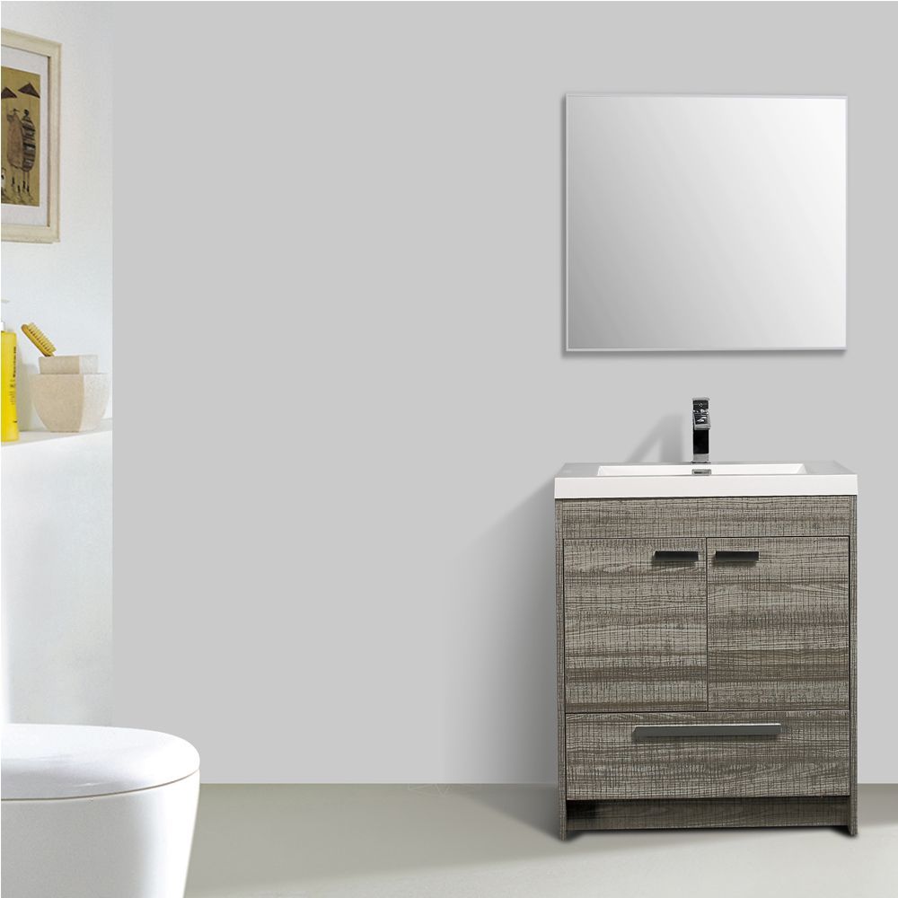 Eviva Lugano 30 In. Ash Modern Bathroom Vanity With White Integrated Acrylic Sink