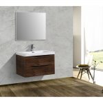 Eviva Smile 30 in. Wall Mount Rosewood Modern Bathroom Vanity Set with Integrated White Acrylic Sink