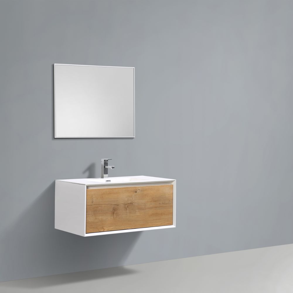 Eviva Vienna 36 inch Oak White Wall Mount Bathroom Vanity