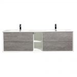 Eviva Vienna 75 inch Cement Gray Wall Mount Bathroom Vanity