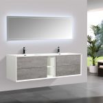 Eviva Vienna 75 inch Cement Gray Wall Mount Bathroom Vanity