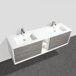 Eviva Vienna 75 inch Cement Gray Wall Mount Bathroom Vanity