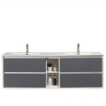 Eviva Vienna 75 inch Gray White Wall Mount Bathroom Vanity