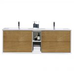 Eviva Vienna 75 inch Oak White Wall Mount Bathroom Vanity