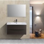 Eviva Smile 36 in. Wall Mount Chestnut Modern Bathroom Vanity Set with Integrated White Acrylic Sink