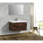 Eviva Smile 36 in. Wall Mount Rosewood Modern Bathroom Vanity Set with Integrated White Acrylic Sink