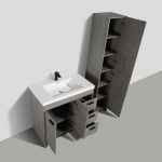 Eviva Lugano 36 In. Cement Gray Modern Bathroom Vanity With White Integrated Acrylic Sink