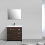 Eviva Lugano 36 In. Grey Oak Modern Bathroom Vanity With White Integrated Acrylic Sink
