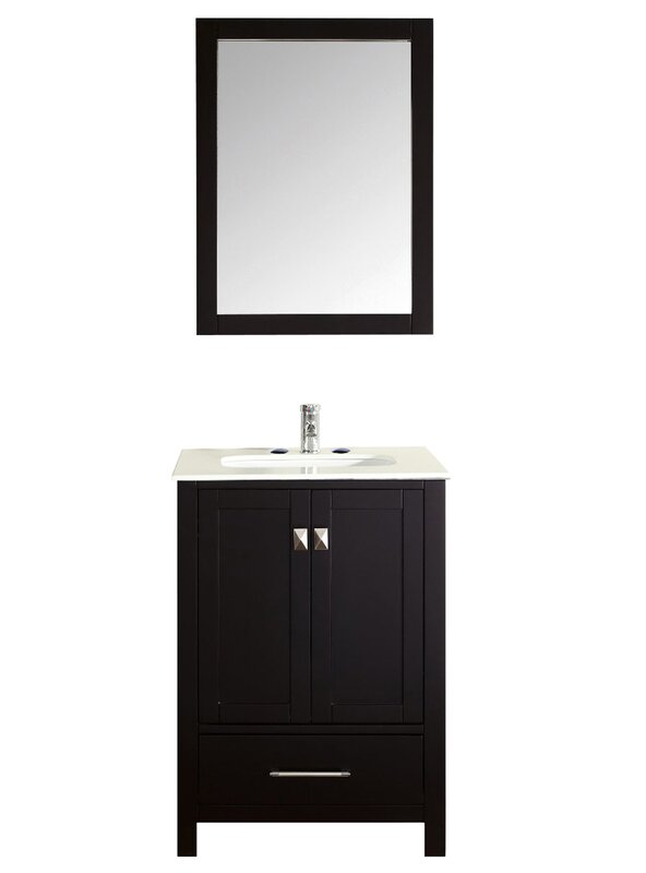 Eviva Aberdeen 24 In. Transitional Espresso Bathroom Vanity With White Carrera Countertop