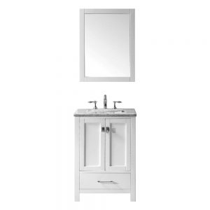 Eviva Aberdeen 24 In. Transitional White Bathroom Vanity With White Carrera Countertop