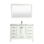 Eviva Aberdeen 48 In. Transitional White Bathroom Vanity With White Carrera Countertop