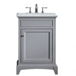 Eviva Elite Stamford 24 In. Gray Solid Wood Bathroom Vanity Set With Double Og White Carrera Marble Top and White Undermount Porcelain Sink